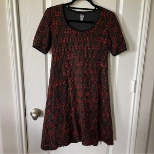 Anni Kuan red and black wool short sleeve dress size S